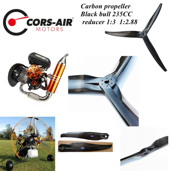 Corsair Black Bull  235cc Carbon Fiber propeller for Paraglider,  Props for Powered Paraglider
