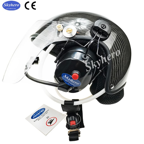 GD-C Real carbon material Paramotor helmet with noise cancelling headset free shipping – skyherohelmet