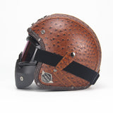 Four seasons retro helmet handmade personality retro Harley helmet motorcycle electric car 3/4 leather helmet